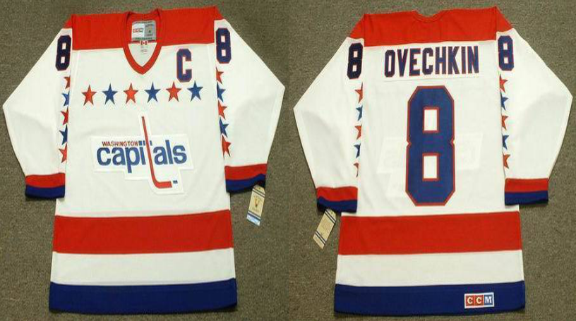 2019 Men Washington Capitals #8 Ovechkin white CCM NHL jerseys